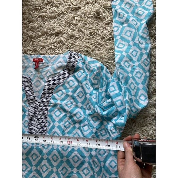 IZOD Blouse Top Tunic Kaftan XL Turquoise Blue White - Picture 3 of 6